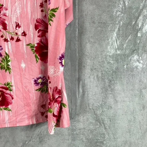 JM Collection Women's Cherry Floral Combo Square-Neck Drapey Cold-Shoulder Top - Picture 8 of 11